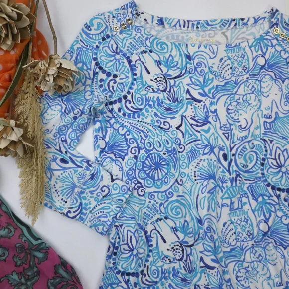 Lilly Pulitzer Blue and White Swirl Dress Sz Small - Picture 2 of 9